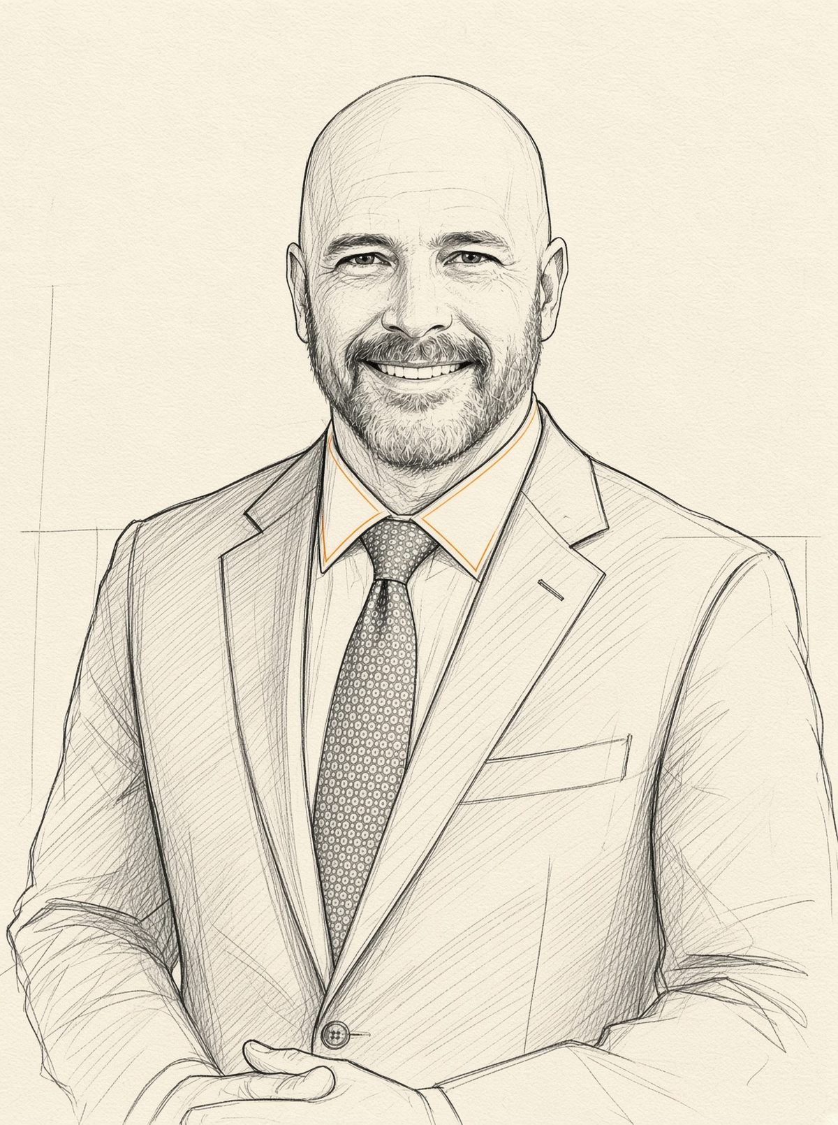 Portrait of Rob Gaudet rendered as an architectural drawing